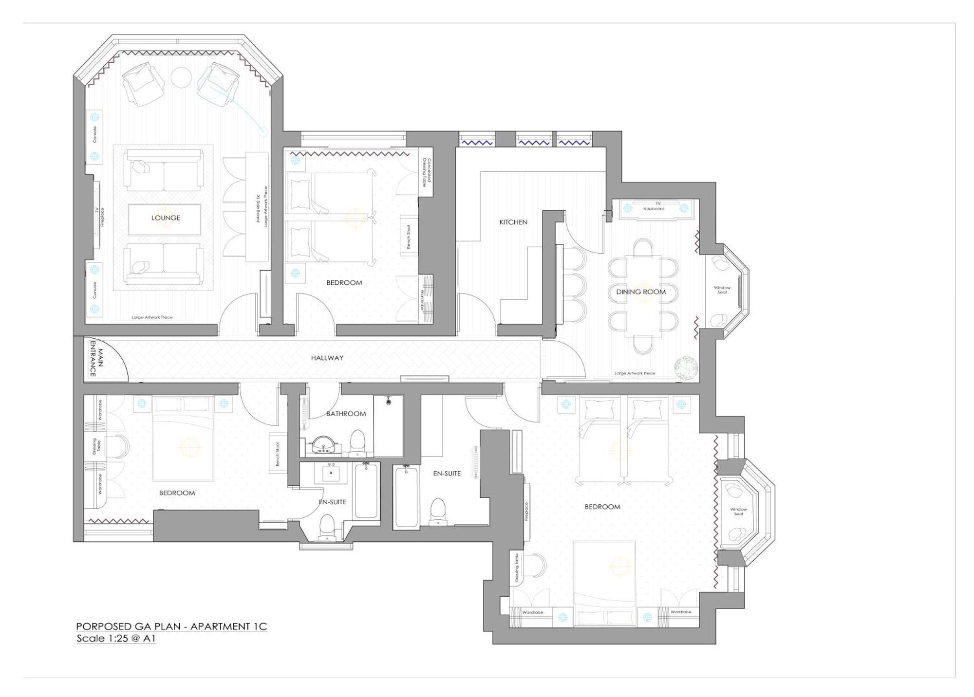 Apartment mit 3 Schlafzimmern und 3 Badezimmern