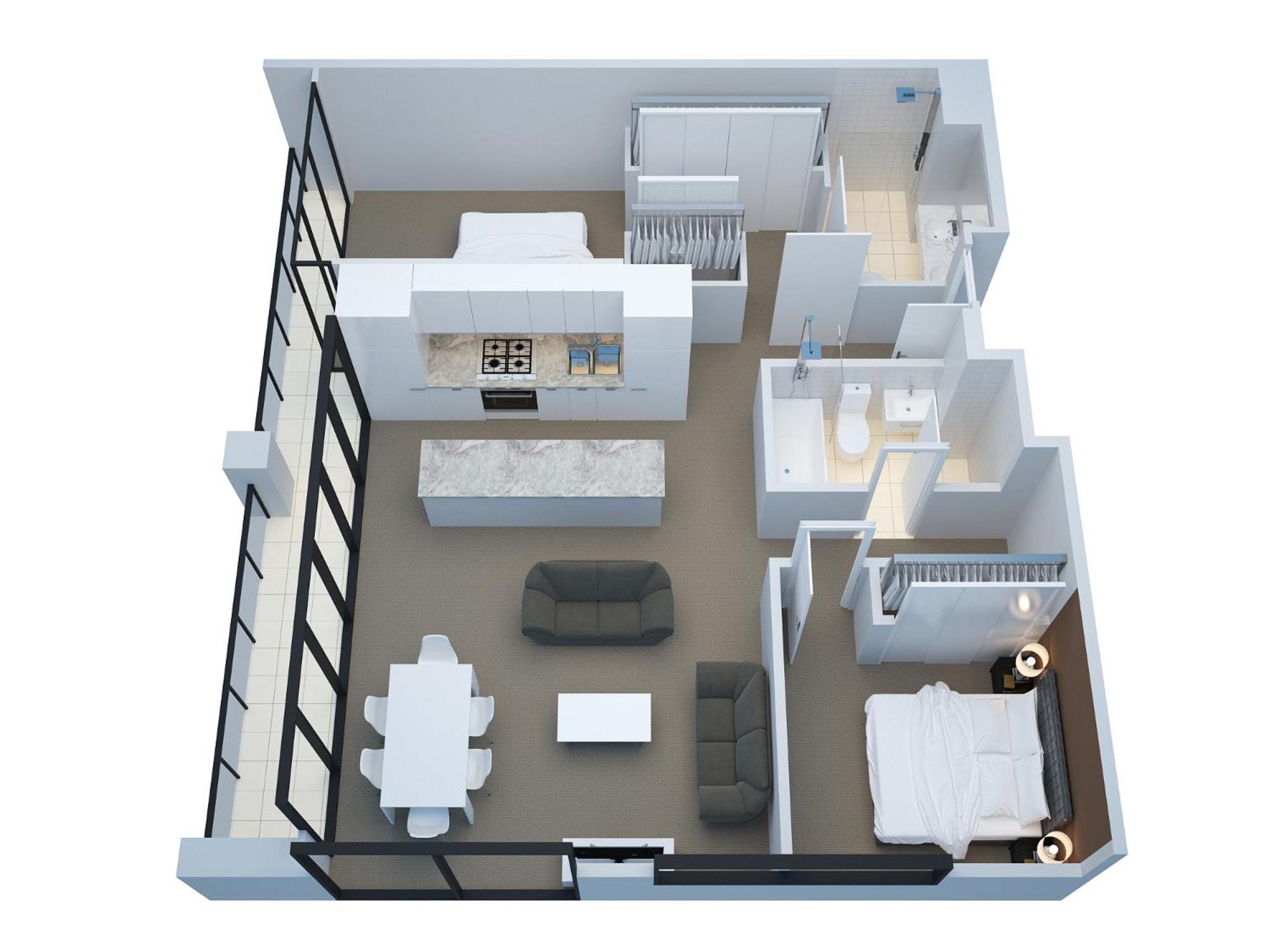 Premier Two-Bedroom Apartment Two Bathrooms